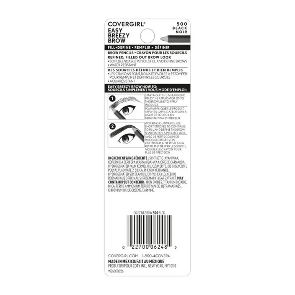 Covergirl Easy Breezy Brow Fill & Define‎ Pencils #500 Black